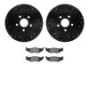 8302-39016 Drilled/Slotted Brake Rotors with 3000-Series Ceramic Brake Pads Kit [Black], 1989-1995 Mopar, Position: Rear - image 1