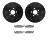 8302-39023 Drilled/Slotted Brake Rotors with 3000-Series Ceramic Brake Pads Kit [Black], 1995-2000 Mopar, Position: Front - image 1