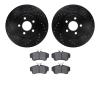 8302-39025 Drilled/Slotted Brake Rotors with 3000-Series Ceramic Brake Pads Kit [Black], 2003-2009 Mopar, Position: Front - image 1