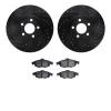 8302-39028 Drilled/Slotted Brake Rotors with 3000-Series Ceramic Brake Pads Kit [Black], 2001-2006 Mopar, Position: Front - image 1