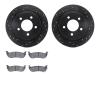 8302-39030 Drilled/Slotted Brake Rotors with 3000-Series Ceramic Brake Pads Kit [Black], 2004-2008 Mopar, Position: Rear - image 1