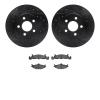 8302-40026 Drilled/Slotted Brake Rotors with 3000-Series Ceramic Brake Pads Kit [Black], 1984-1990 Mopar, Position: Front - image 1