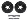8302-40054 Drilled/Slotted Brake Rotors with 3000-Series Ceramic Brake Pads Kit [Black], 1991-1995 Mopar, Position: Front - image 1