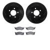 8302-40058 Drilled/Slotted Brake Rotors with 3000-Series Ceramic Brake Pads Kit [Black], 1993-1997 Mopar, Position: Front - image 1