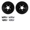 8302-40064 Drilled/Slotted Brake Rotors with 3000-Series Ceramic Brake Pads Kit [Black], 2000-2005 Mopar, Position: Front - image 1