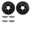 8302-40072 Drilled/Slotted Brake Rotors with 3000-Series Ceramic Brake Pads Kit [Black], 1997-2000 Mopar, Position: Rear - image 1