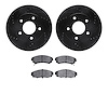 8302-45001 Drilled/Slotted Brake Rotors with 3000-Series Ceramic Brake Pads Kit [Black], 1986-1992 GM, Position: Front - image 1
