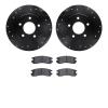 8302-45013 Drilled/Slotted Brake Rotors with 3000-Series Ceramic Brake Pads Kit [Black], 1994-1999 GM, Position: Rear - image 1