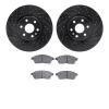 8302-46050 Drilled/Slotted Brake Rotors with 3000-Series Ceramic Brake Pads Kit [Black], 2010-2016 GM, Position: Front - image 1