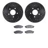 8302-47028 Drilled/Slotted Brake Rotors with 3000-Series Ceramic Brake Pads Kit [Black], 1988-1996 GM, Position: Front - image 1