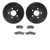 8302-47036 Drilled/Slotted Brake Rotors with 3000-Series Ceramic Brake Pads Kit [Black], 1991-1993 GM, Position: Front - image 1