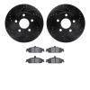 8302-47044 Drilled/Slotted Brake Rotors with 3000-Series Ceramic Brake Pads Kit [Black], 1997-2005 GM, Position: Front - image 1