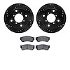 8302-50001 Drilled/Slotted Brake Rotors with 3000-Series Ceramic Brake Pads Kit [Black], 1989-2001 GM, Position: Front - image 1