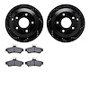 8302-52005 Drilled/Slotted Brake Rotors with 3000-Series Ceramic Brake Pads Kit [Black], 2005-2006 GM, Position: Rear - image 1