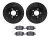 8302-52017 Drilled/Slotted Brake Rotors with 3000-Series Ceramic Brake Pads Kit [Black], 2005-2005 GM, Position: Rear - image 1