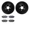 8302-54150 Drilled/Slotted Brake Rotors with 3000-Series Ceramic Brake Pads Kit [Black], 2003-2005 Jaguar, Position: Rear - image 1