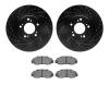 8302-58006 Drilled/Slotted Brake Rotors with 3000-Series Ceramic Brake Pads Kit [Black], 1997-2005 Acura/Honda, Position: Front - image 1