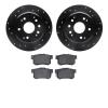 8302-58010 Drilled/Slotted Brake Rotors with 3000-Series Ceramic Brake Pads Kit [Black], 1999-2003 Acura/Honda, Position: Rear - image 1