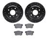 8302-58015 Drilled/Slotted Brake Rotors with 3000-Series Ceramic Brake Pads Kit [Black], 1987-1990 Acura/Honda, Position: Rear - image 1