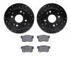 8302-58016 Drilled/Slotted Brake Rotors with 3000-Series Ceramic Brake Pads Kit [Black], 1992-1994 Acura/Honda, Position: Rear