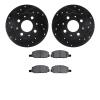 8302-59007 Drilled/Slotted Brake Rotors with 3000-Series Ceramic Brake Pads Kit [Black], 1980-1982 Acura/Honda, Position: Front - image 1