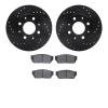 8302-59016 Drilled/Slotted Brake Rotors with 3000-Series Ceramic Brake Pads Kit [Black], 1984-1987 Acura/Honda, Position: Front - image 1