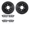 8302-59028 Drilled/Slotted Brake Rotors with 3000-Series Ceramic Brake Pads Kit [Black], 1988-2001 Acura/Honda, Position: Rear - image 1