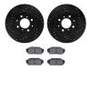 8302-59030 Drilled/Slotted Brake Rotors with 3000-Series Ceramic Brake Pads Kit [Black], 1988-1991 Acura/Honda, Position: Front - image 1