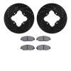 8302-59032 Drilled/Slotted Brake Rotors with 3000-Series Ceramic Brake Pads Kit [Black], 1990-1997 Acura/Honda, Position: Front - image 1