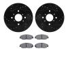 8302-59033 Drilled/Slotted Brake Rotors with 3000-Series Ceramic Brake Pads Kit [Black], 1998-1999 Acura/Honda, Position: Front - image 1