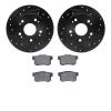 8302-59044 Drilled/Slotted Brake Rotors with 3000-Series Ceramic Brake Pads Kit [Black], 1997-2015 Acura/Honda, Position: Rear - image 1
