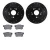 8302-59049 Drilled/Slotted Brake Rotors with 3000-Series Ceramic Brake Pads Kit [Black], Fits Select Acura/Honda, Position: Rear - image 1
