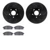 8302-59057 Drilled/Slotted Brake Rotors with 3000-Series Ceramic Brake Pads Kit [Black], 2003-2006 Acura/Honda, Position: Front - image 1