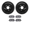 8302-59063 Drilled/Slotted Brake Rotors with 3000-Series Ceramic Brake Pads Kit [Black], 2002-2004 Acura/Honda, Position: Rear - image 1