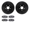 8302-59069 Drilled/Slotted Brake Rotors with 3000-Series Ceramic Brake Pads Kit [Black], 2003-2008 Acura/Honda, Position: Front - image 1