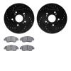 8302-59072 Drilled/Slotted Brake Rotors with 3000-Series Ceramic Brake Pads Kit [Black], 2002-2011 Acura/Honda, Position: Front - image 1