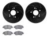 8302-59073 Drilled/Slotted Brake Rotors with 3000-Series Ceramic Brake Pads Kit [Black], 2012-2015 Acura/Honda, Position: Front - image 1