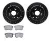 8302-59076 Drilled/Slotted Brake Rotors with 3000-Series Ceramic Brake Pads Kit [Black], 2005-2018 Acura/Honda, Position: Rear - image 1