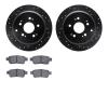 8302-59077 Drilled/Slotted Brake Rotors with 3000-Series Ceramic Brake Pads Kit [Black], 2005-2010 Acura/Honda, Position: Rear - image 1