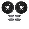 8302-59078 Drilled/Slotted Brake Rotors with 3000-Series Ceramic Brake Pads Kit [Black], 2006-2014 Acura/Honda, Position: Rear - image 1