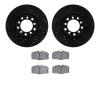 8302-63008 Drilled/Slotted Brake Rotors with 3000-Series Ceramic Brake Pads Kit [Black], 1982-1985 Mercedes-Benz, Position: Fron - image 1