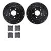 8302-63054 Drilled/Slotted Brake Rotors with 3000-Series Ceramic Brake Pads Kit [Black], 1994-2000 Mercedes-Benz, Position: Rear - image 1