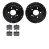 8302-63065 Drilled/Slotted Brake Rotors with 3000-Series Ceramic Brake Pads Kit [Black], 1994-1998 Mercedes-Benz, Position: Rear - image 1