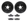 8302-63067 Drilled/Slotted Brake Rotors with 3000-Series Ceramic Brake Pads Kit [Black], 1998-2005 Mercedes-Benz, Position: Fron - image 1