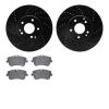 8302-63081 Drilled/Slotted Brake Rotors with 3000-Series Ceramic Brake Pads Kit [Black], 2001-2011 Mercedes-Benz, Position: Fron - image 1