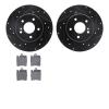 8302-63085 Drilled/Slotted Brake Rotors with 3000-Series Ceramic Brake Pads Kit [Black], 1996-2011 Mercedes-Benz, Position: Rear - image 1