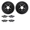 8302-63102 Drilled/Slotted Brake Rotors with 3000-Series Ceramic Brake Pads Kit [Black], 2007-2013 Mercedes-Benz, Position: Rear - image 1