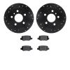 8302-63122 Drilled/Slotted Brake Rotors with 3000-Series Ceramic Brake Pads Kit [Black], 2006-2011 Mercedes-Benz, Position: Rear - image 1