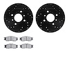 8302-67004 Drilled/Slotted Brake Rotors with 3000-Series Ceramic Brake Pads Kit [Black], 2011-2013 Renault, Position: Front
