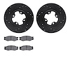 8302-67025 Drilled/Slotted Brake Rotors with 3000-Series Ceramic Brake Pads Kit [Black], 1984-1984 Infiniti/Nissan, Position: Fr - image 1